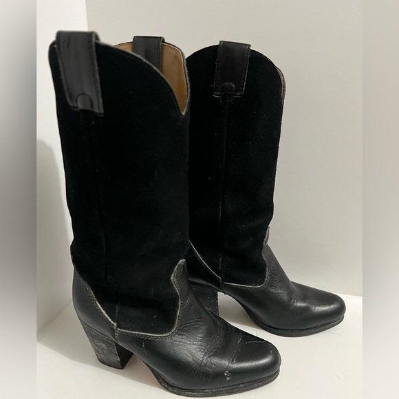 Vintage Black on Black All Leather Cowboy Boots - Size 8 - Picture 8 of 14